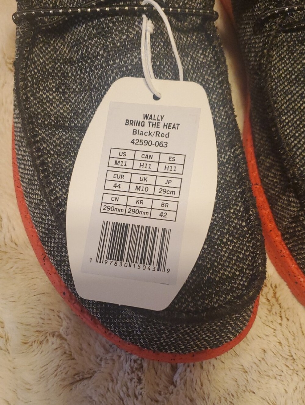 Hey Dude Men's Knit Slip-On Shoes in Charcoal with Red Sole - Picture 2 of 4